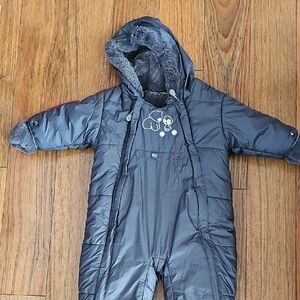 Gray Hooded Baby Snowsuit